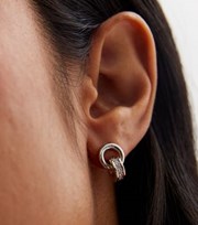 New Look Crystal Cubic Zirconia Circle Link Stud Earrings